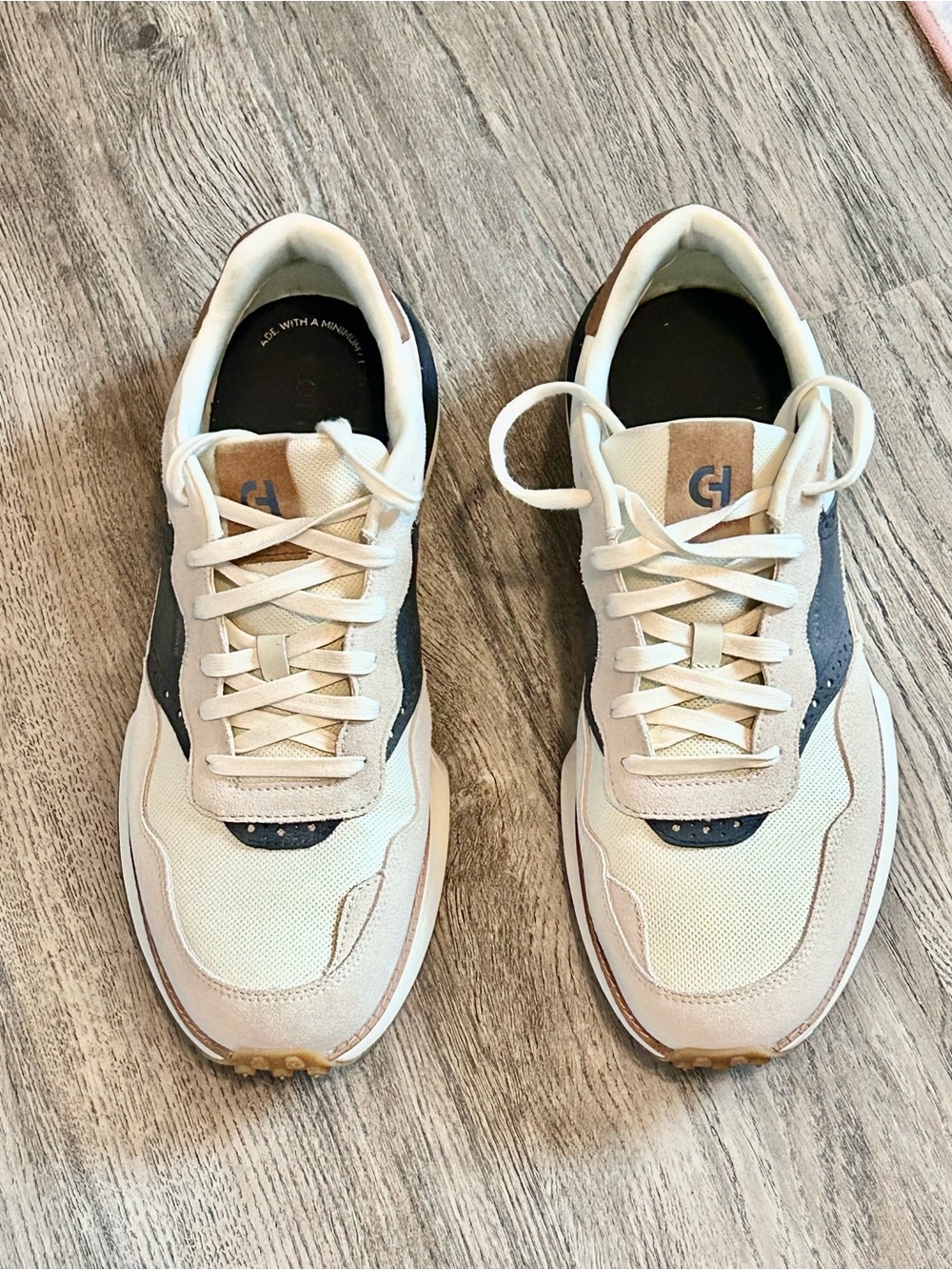 Cole Haan Beige and Navy Men’s Low-Top Dress Sneakers